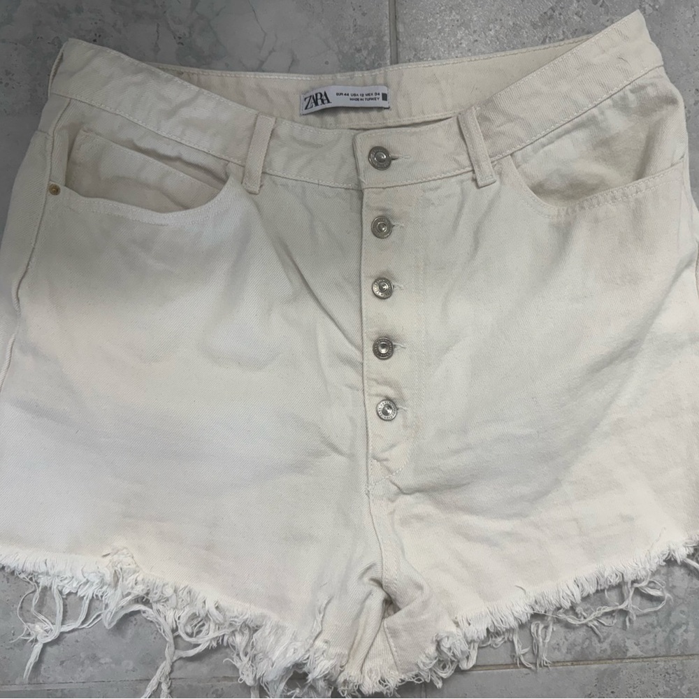 Zara Women's Off-White Jean Shorts
